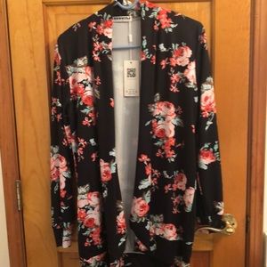 Black with rose flowers colored cardigan